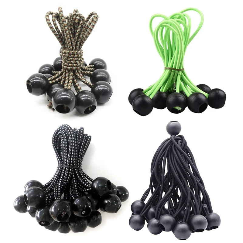 

2022 New 10Pcs Multipurpose Ball Bungee Cord Hiking Tent Fixed Elastic Strap Flagpole Ties Cord Tie Down Straps