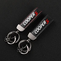 high grade leather car keychain 360 degree rotating horseshoe key rings for mini cooper s r55 r56 f55 r56 car accessories