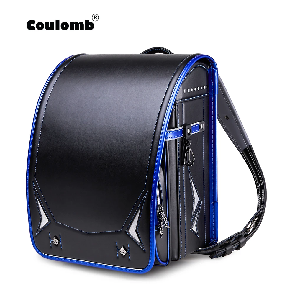 Рюкзак для мальчиков Coulomb, ортопедический рюкзак Randoseru из школьная сумка в японском стиле искусственной кожи, дизайн молнии, Размер A4, 2022