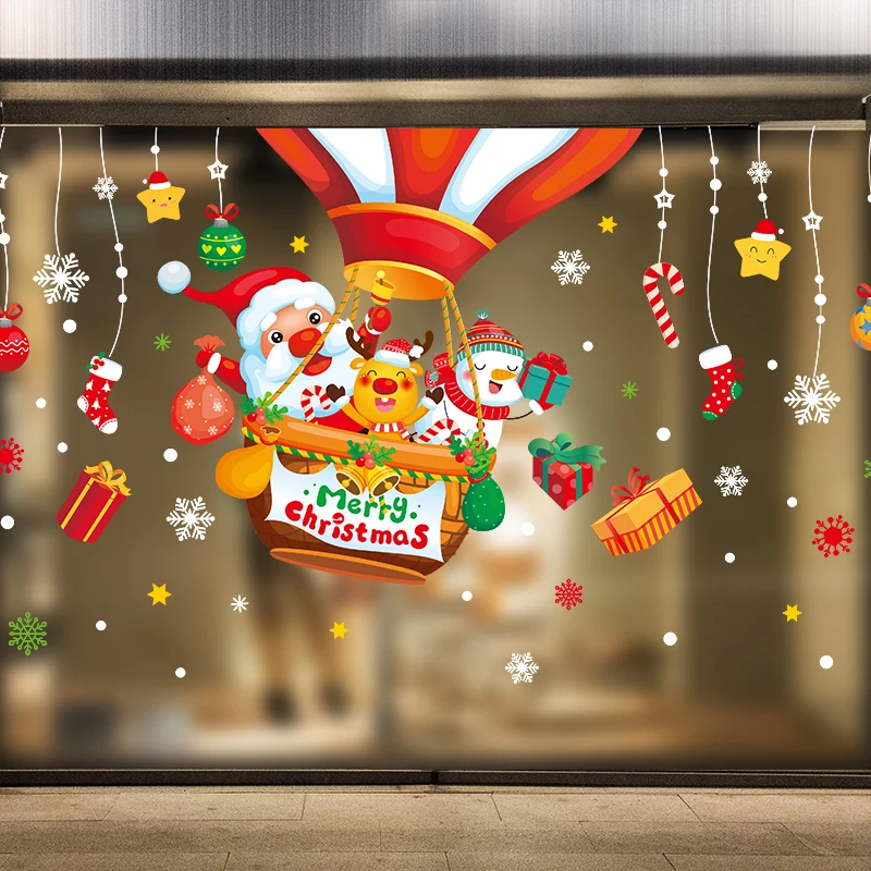 

[SHIJUEHEZI] Christmas Window Stickers DIY Santa Claus Snowman Wall Decals for Living Room Shop Glass Home Festival Decoration