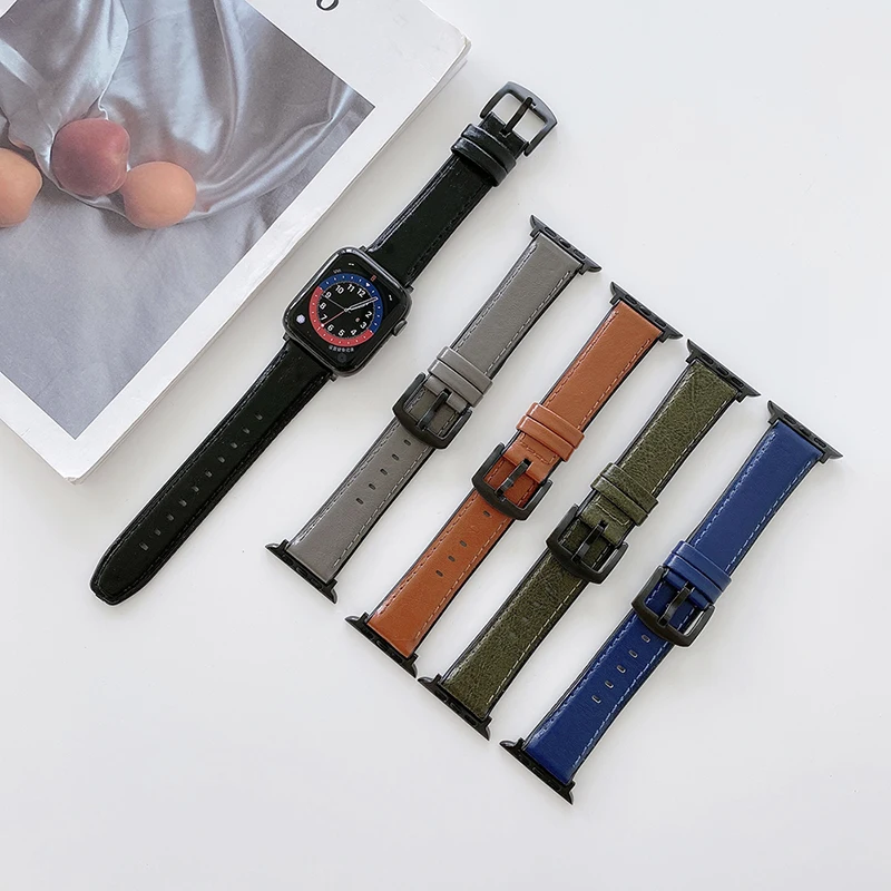 

Кожаный ремешок для iWatch 40 мм 44 мм, модный Индивидуальный спортивный тур-браслет для Apple watch 42 мм 38 мм Series 2 3 4 5 6 SE