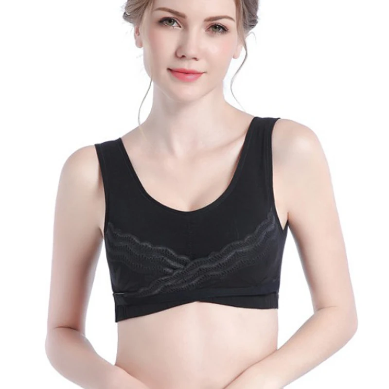 Women Underwear Wire Free Cotton Gathered Seamless Comfortable Bra Solid Smooth Ladies Full Cup Front Closure Push Up | Женская одежда