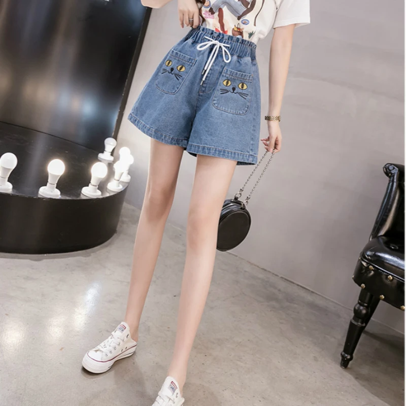 Женские джинсовые шорты с высокой талией летние большого размера плюс 4XL 5XL