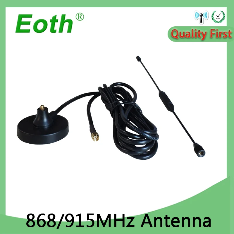 EOTH 5PCS 868MHz lora Antenna lorawan 915 IOT 10dbi SMA male connector 868 915mhz antena sucker aerial 3M Extension cable antene