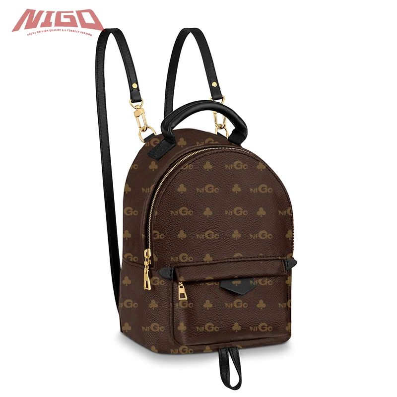NIGO Ms 21ss M44873 холст и воловья кожа карманный портативный мини школьный рюкзак с NFC картой # nigo44873