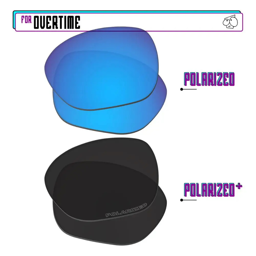 EZReplace Polarized Replacement Lenses for - Oakley Overtime Sunglasses - BlackPPlus-BluePPlus