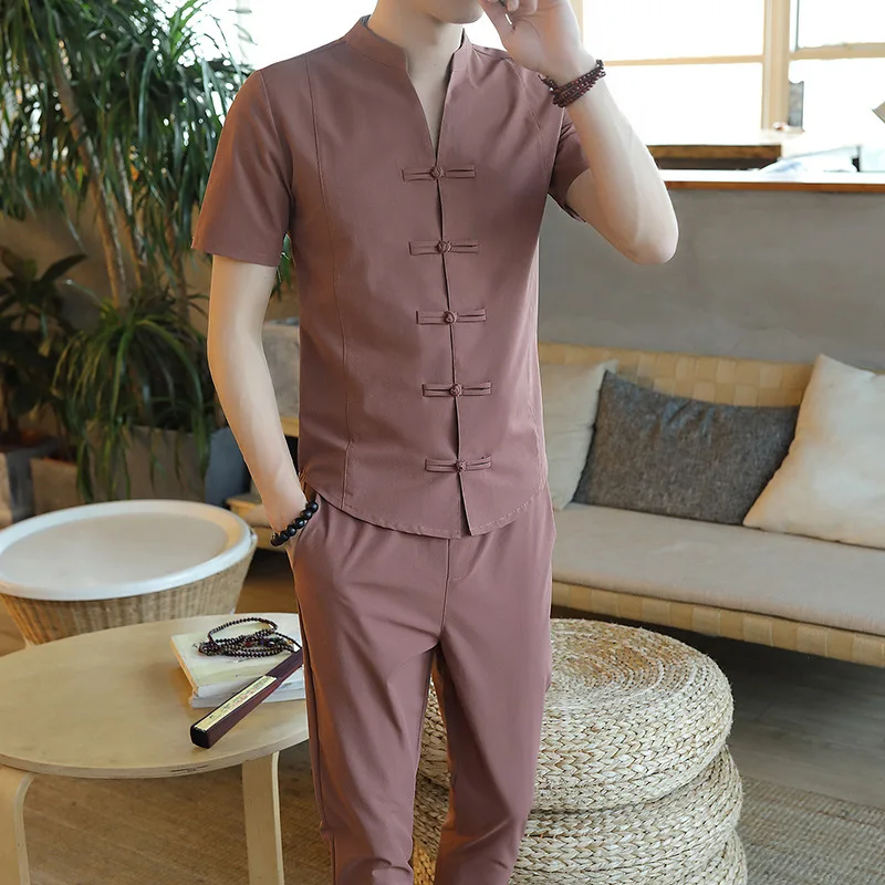 2019 комплект из 2 предметов новый летний Модный повседневный мужской костюм с