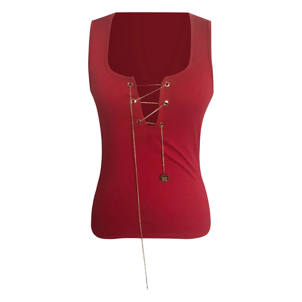 Женский сексуальный клубный жилет с глубоким v-образным вырезом на шнуровке