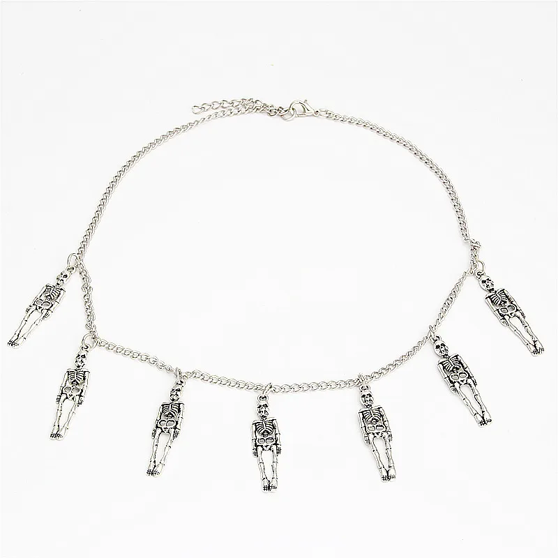 1 piece of Halloween gift vintage pirate skull necklace 7 skeletons and glamour alloy pendant punk necklace. |