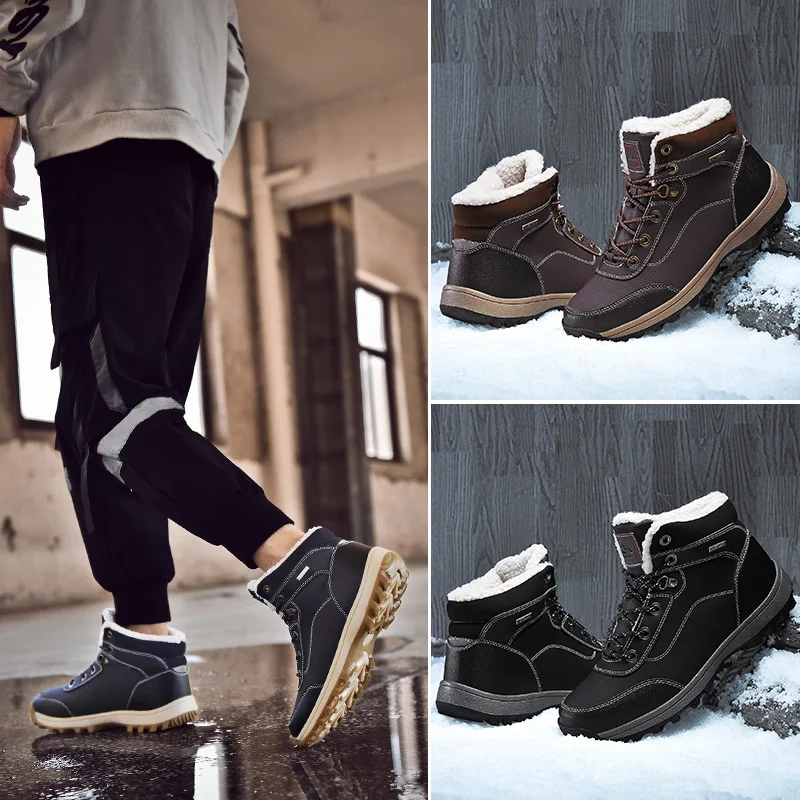 

QICIUS Winter Men's Boots Snow Plush Warm Men's Snow Boots Waterproof Men's Ankle Boots Soft Outdoor Men's Shoes Hot Sale
