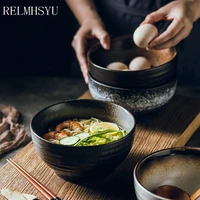 1pc relmhsyu japanese style retro ceramic 7inch large capacity noodle soup ramen dinner bowl plate tableware