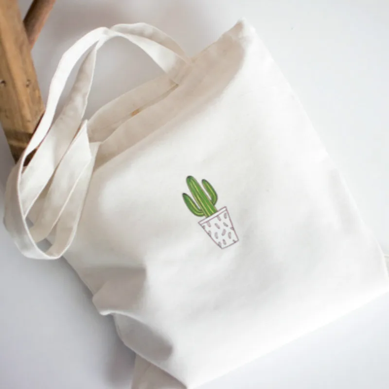 Многоразовая Женская Холщовая Сумка-тоут с милым принтом кактуса экологически