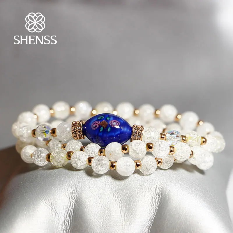 

SHENSS Original Natural Crystal Bracelet Only Multi-layer Elastic Bracelet For Women GirlsSC0028