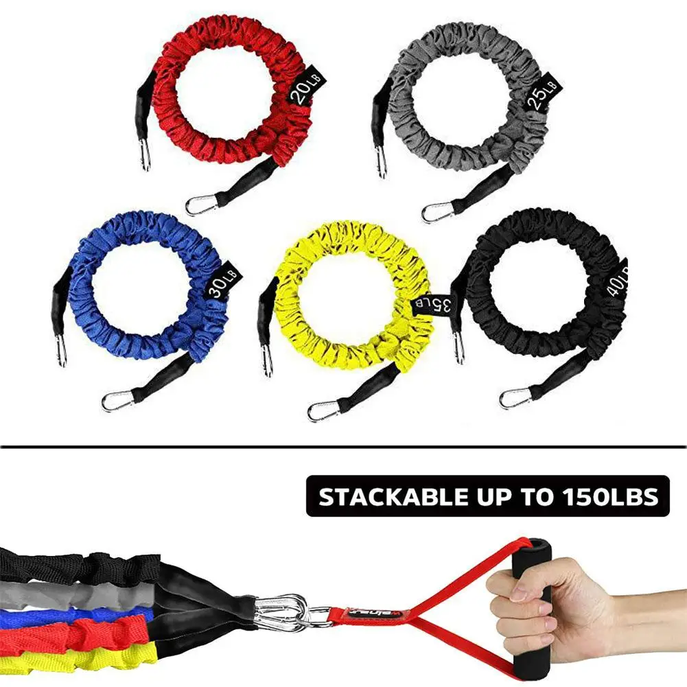 

Tube Resistance Bands Set 100 LB with Protective Nylon Sleeves Fitness Elastic Bands for Home Training Workout Equipment 11PCS