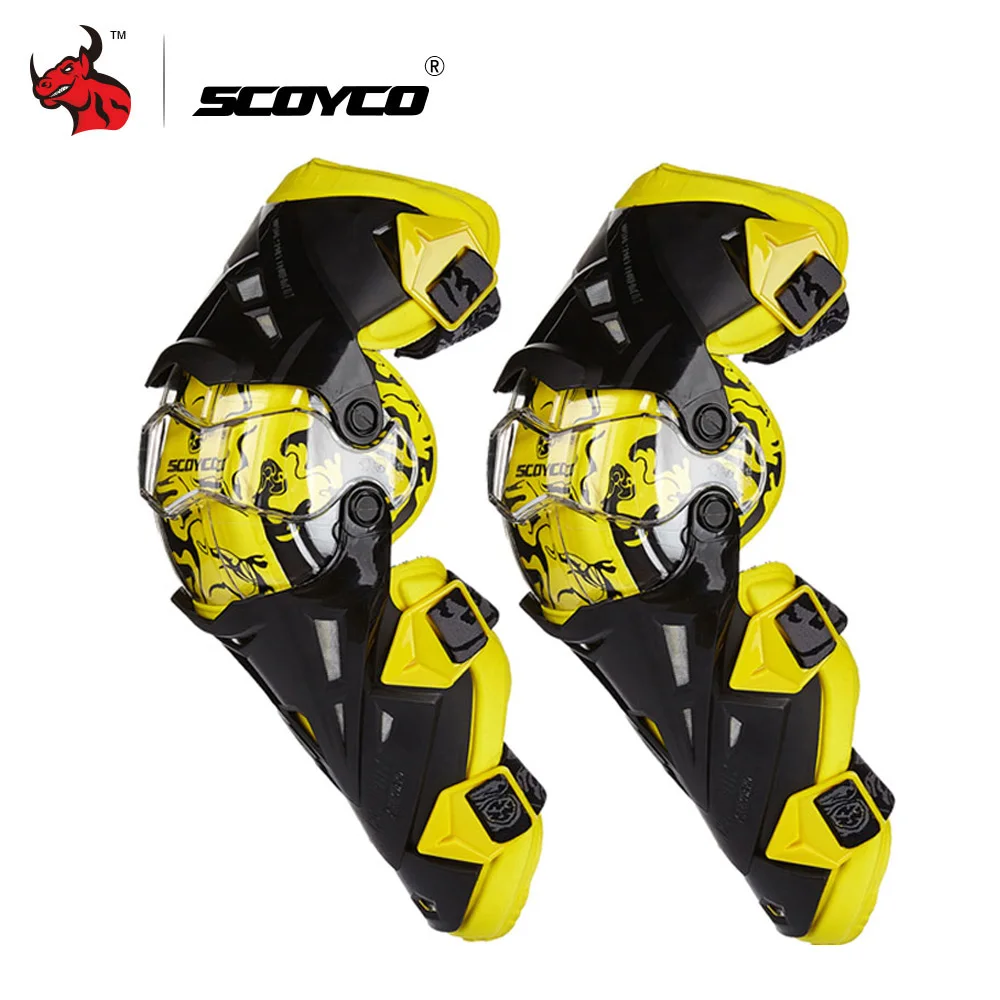 yellow SCOYCO наколенники для мотоцикла CE защита для мотокросса наколенники для мотоцикла защита для гонок Защитное снаряжение для гонок - Цвет: yellow