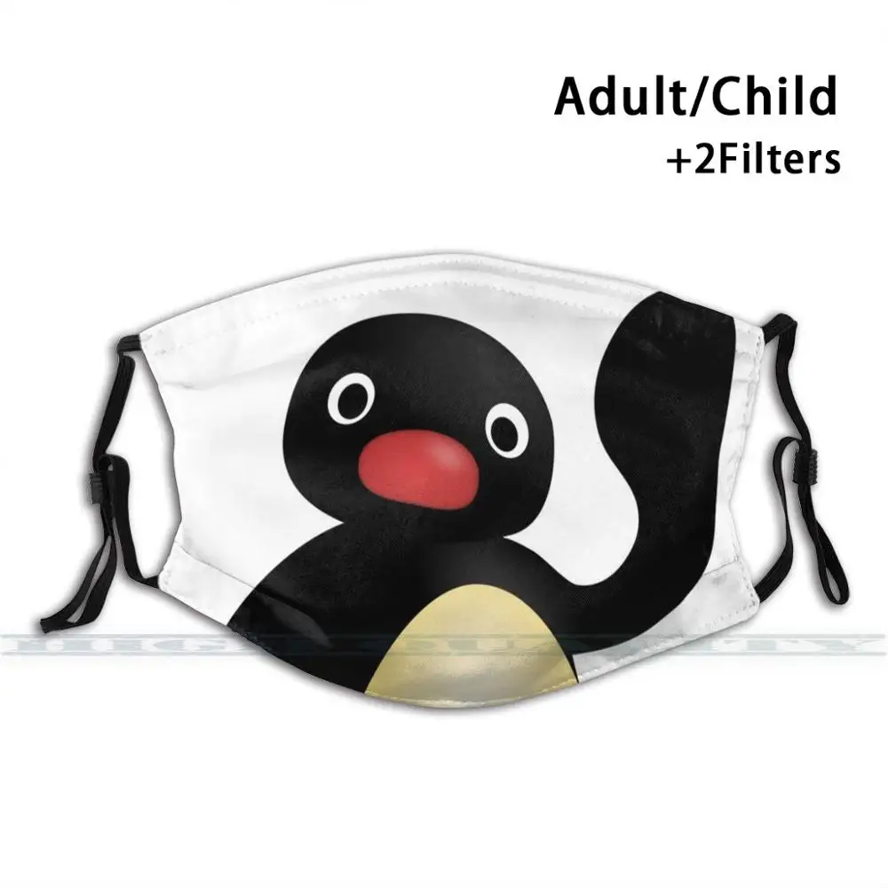 

Pingu Waving Dustproof Non-Disposable Mouth Face Mask Pm2.5 Filters For Child Adult Pingu Penguin Kids Characters Cartoon