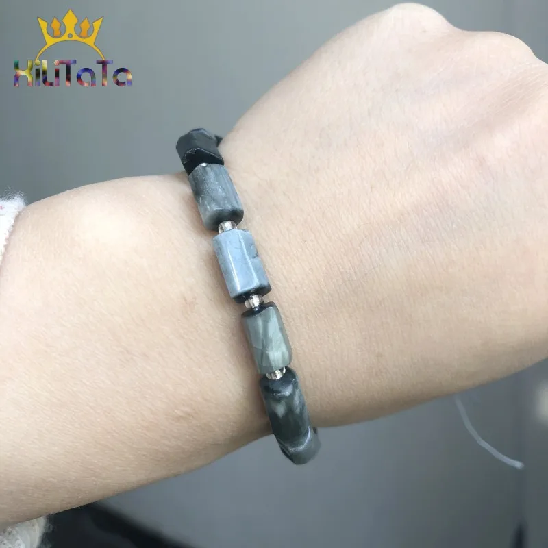 Граненые бусины Hawk Eye цилиндрические россыпью для изготовления ювелирных