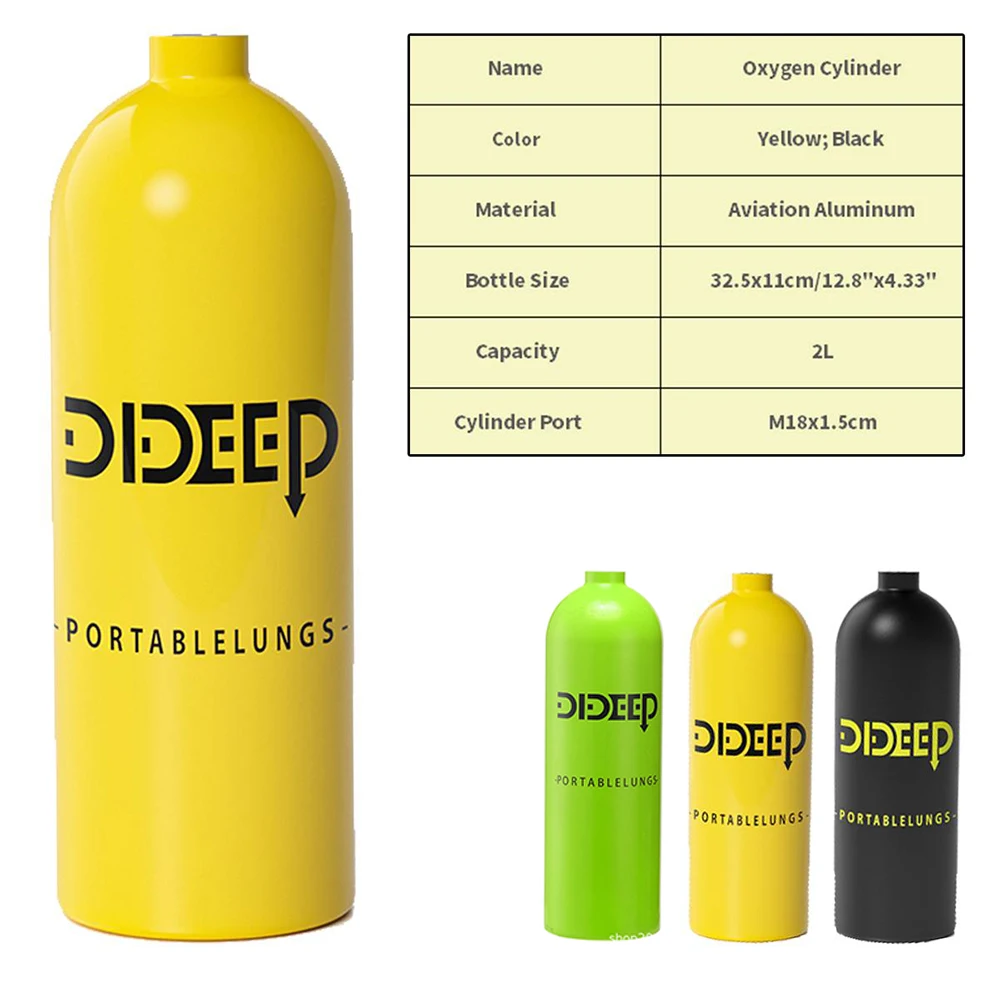 DIDEEP 2L Scuba Diving Cylinder Mini Oxygen Tank Dive Respirator for Snorkeling Breath Bucear buceo Equipment |