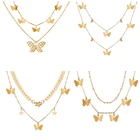 Женское винтажное ожерелье в стиле бохо, Многоуровневое геометрическое ожерелье с золотыми полыми бабочками, 6 видов, ювелирные изделия в подарок
