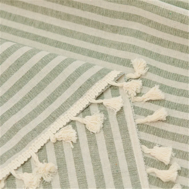 Скатерть в японском стиле с принтом полоску и кисточками домашний декор чехол