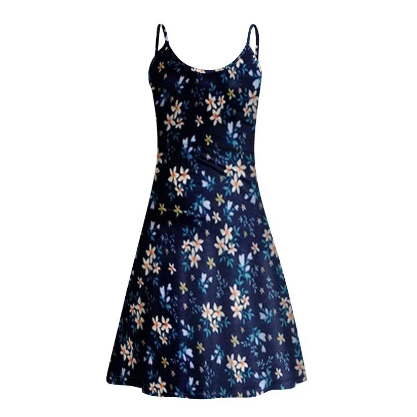 

2021 Women Dress Print Sling Dress Lady Girls Summer Spaggetti Dresses Fashion Wild Sleeveless Split Mini Short Skirt Clothing