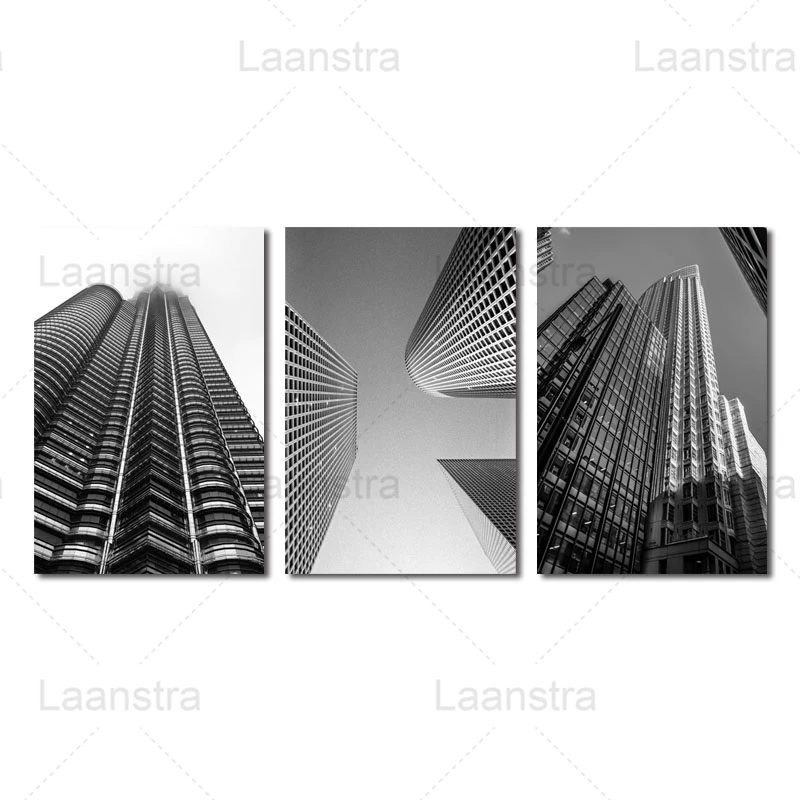 

Wall Art Office Building Picture Modern Home Office Decoration Black White Gray Architectural Building Canvas Painting HD Poster