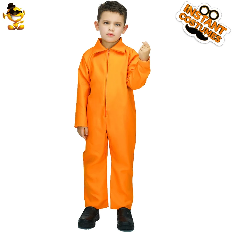 Детский оранжевый костюм заключенного для мальчиков на Хэллоуин косплей милый
