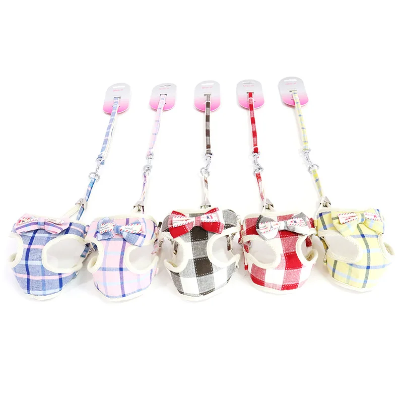 

Dog Harness Leash Set Fashion Lovely Breathable Adjustable Cat Harness Vest For Small Medium Dogs Cats Supplies Leashes Outdoor