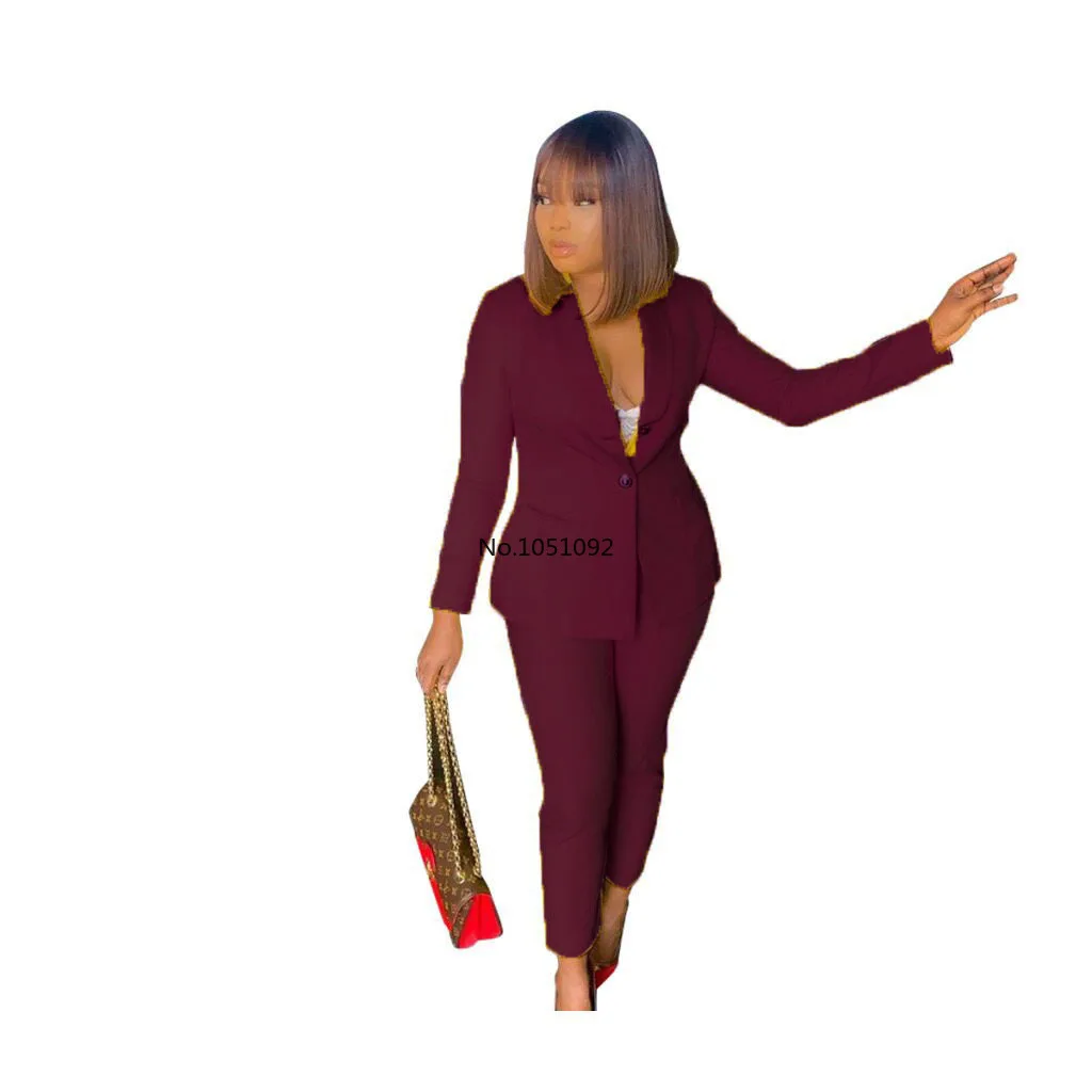 Африканские женские комплекты однотонный блейзер с длинным рукавом пиджак брюки