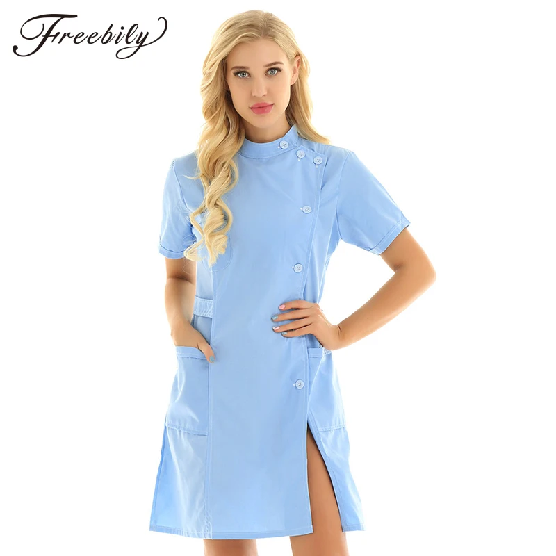 Женская одежда с коротким рукавом сплошной цвет Больница униформа для доктора