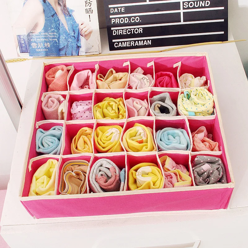 

Dormitory closet organizer for socks home separated underwear storage box grids bra organizer foldable drawer organizer 4pc/set