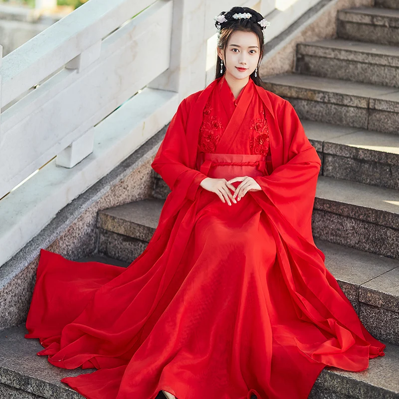 

Женский классический костюм в китайском стиле, традиционное красное сценическое платье для представлений