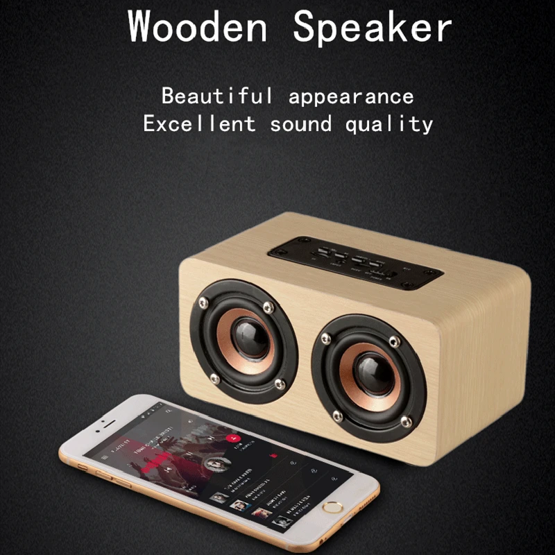Беспроводной/проводной Bluetooth HIFI динамик для TF карты креативное деревянное