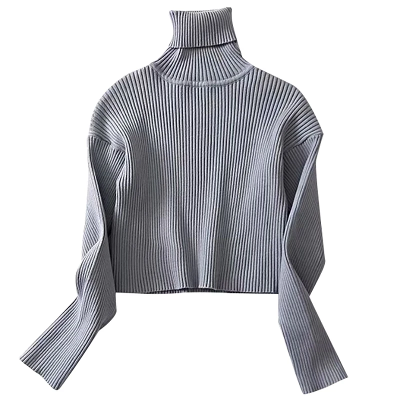 2019 new fashion casual women's clothing Tight high collar sweater short jacket Slim thin knit bottoming shirt | Женская одежда