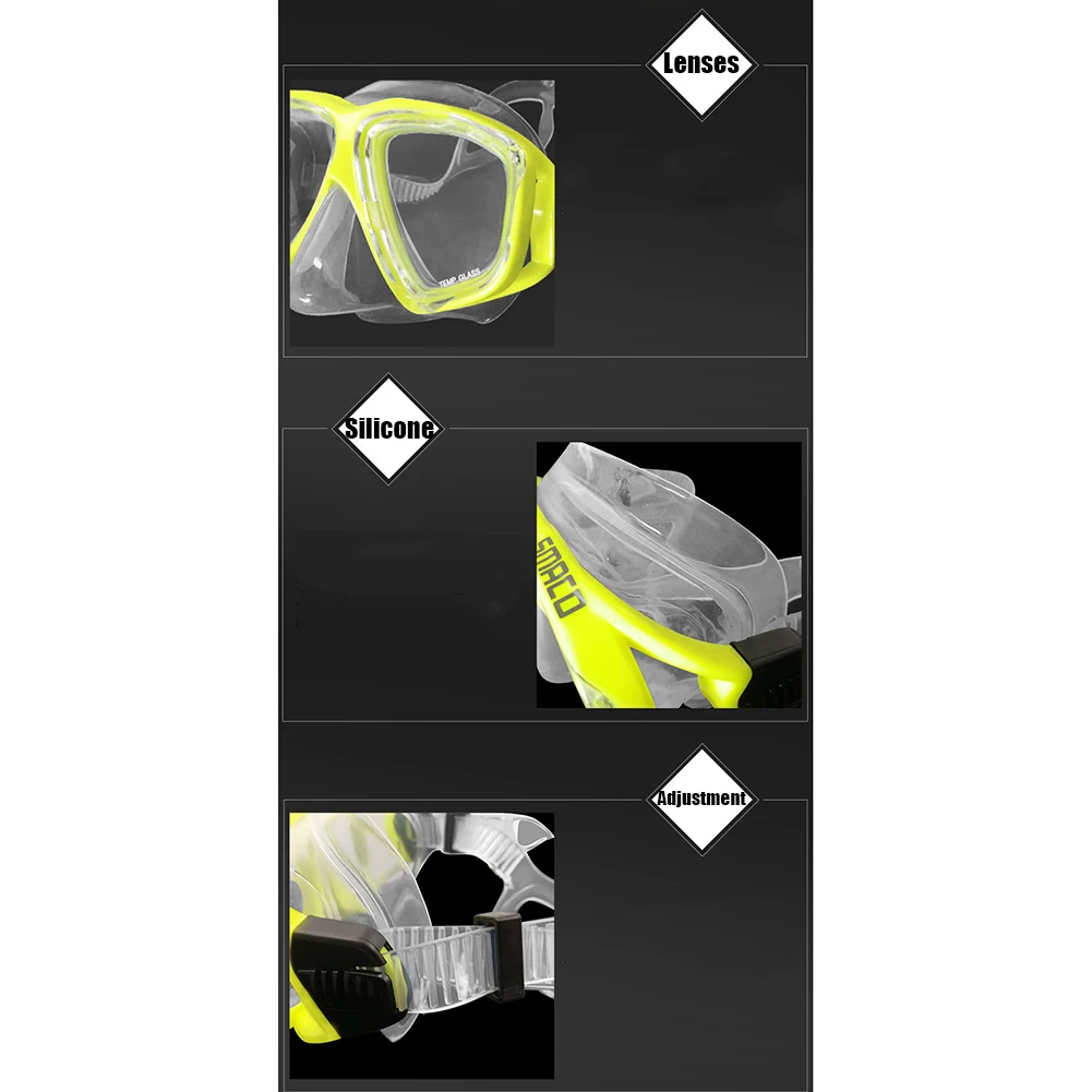 

Adult Large Dive Snorkeling Swimming Goggles Tempered Lens Diving Gear Detachable Strap Swim Eyewear Accessories Adjust Strap