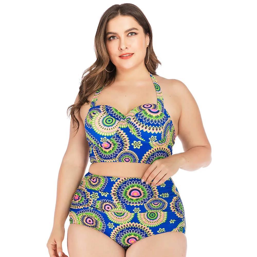 Комплект бикини с принтом купальник со шнуровкой оборками купальный костюм