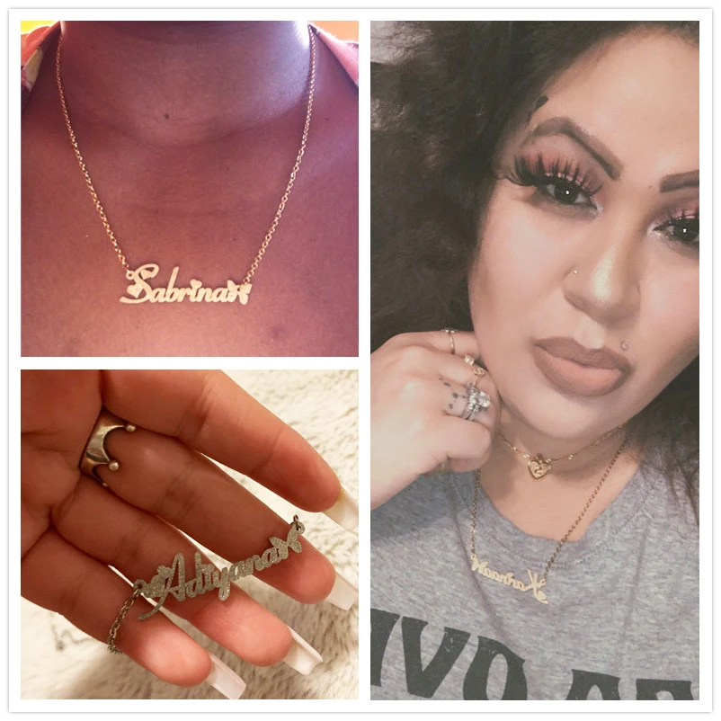 Персонализированные ожерелья Raexrage с именем короны пары подвески бабочки из