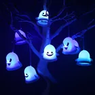 Светильник в виде призрака на Хэллоуин, милое выражение, Светодиодная свеча, фокус или лакомство с галоуином, фонарик на Хэллоуин, украшение для вечеринки для дома 2021