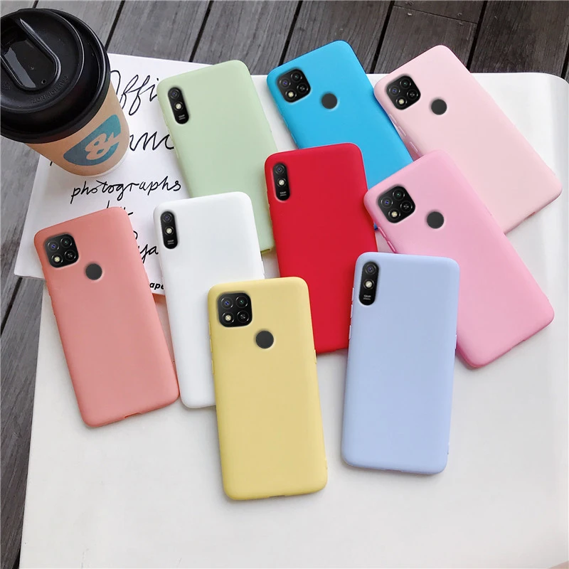 Candy Color Silicone Phone Case For Xiaomi Redmi 9C Nfc 9A 9AT Matte Soft Tpu Back Cover Xiomi Redmi9c Redmi9a Fundas Coque