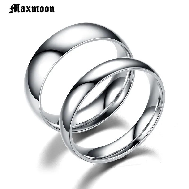 Maxmoon серебряный цвет гладкое кольцо на палец для женщин мужчин свадебные