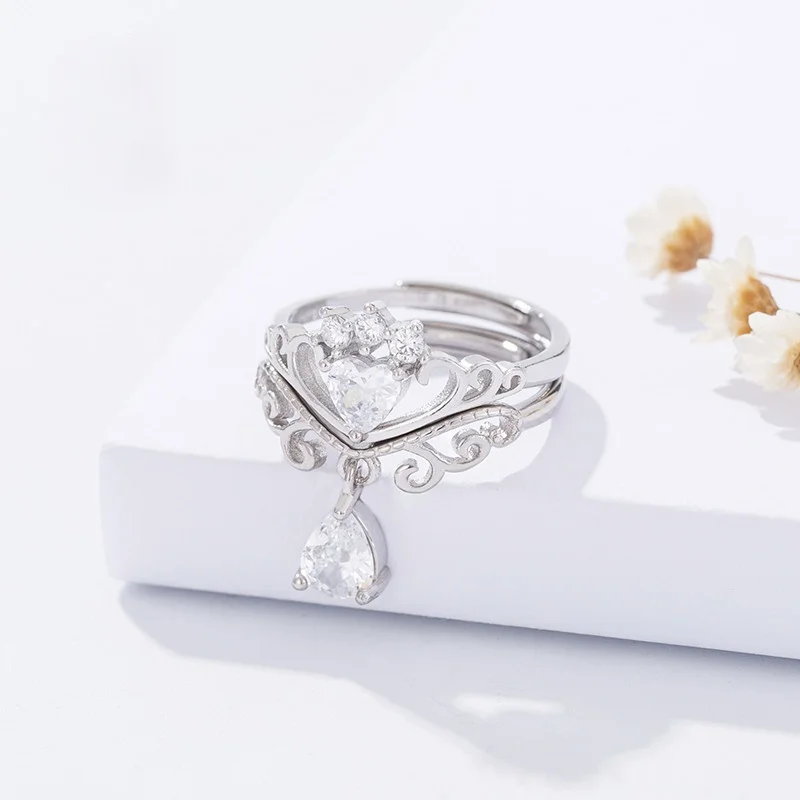 2021 Мода Новый Два в одном свадебные украшения комплект принцессы корона кольцо с