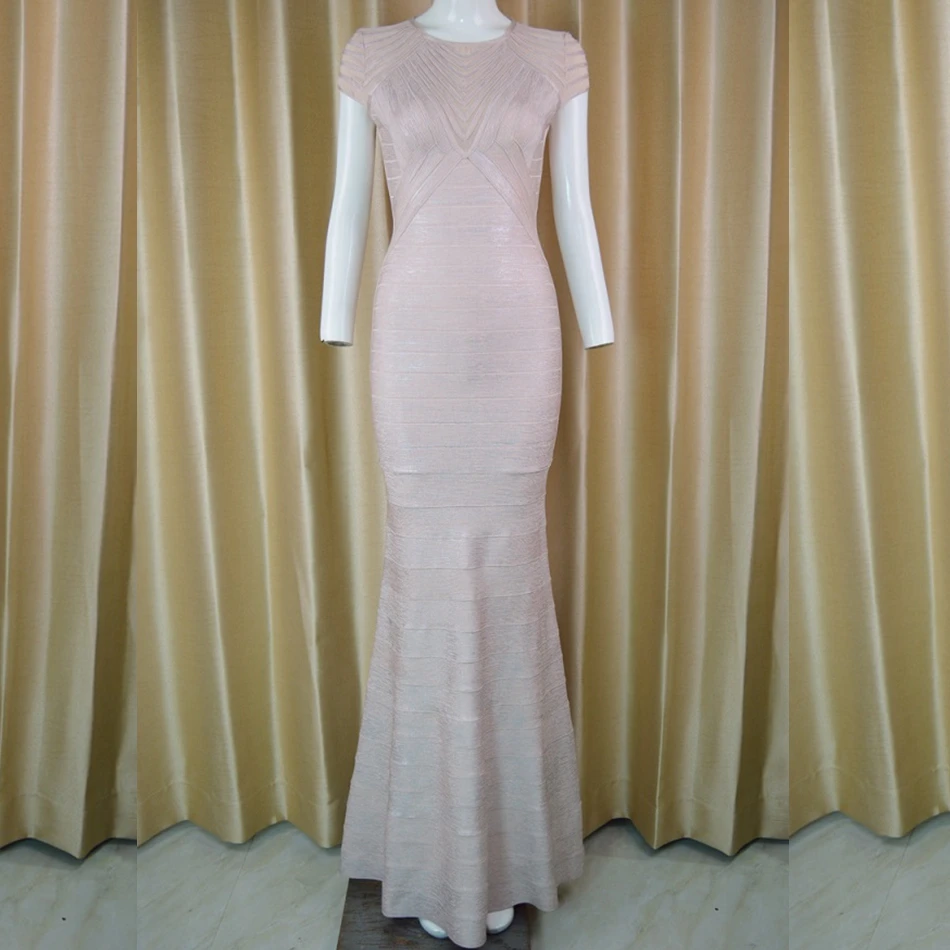 2019 New Fashion Mermaid Beige Black Long Bandage Dress Backless Celebrity Party Evening Gown ocassion Vestidos Gule Wholesale | Женская