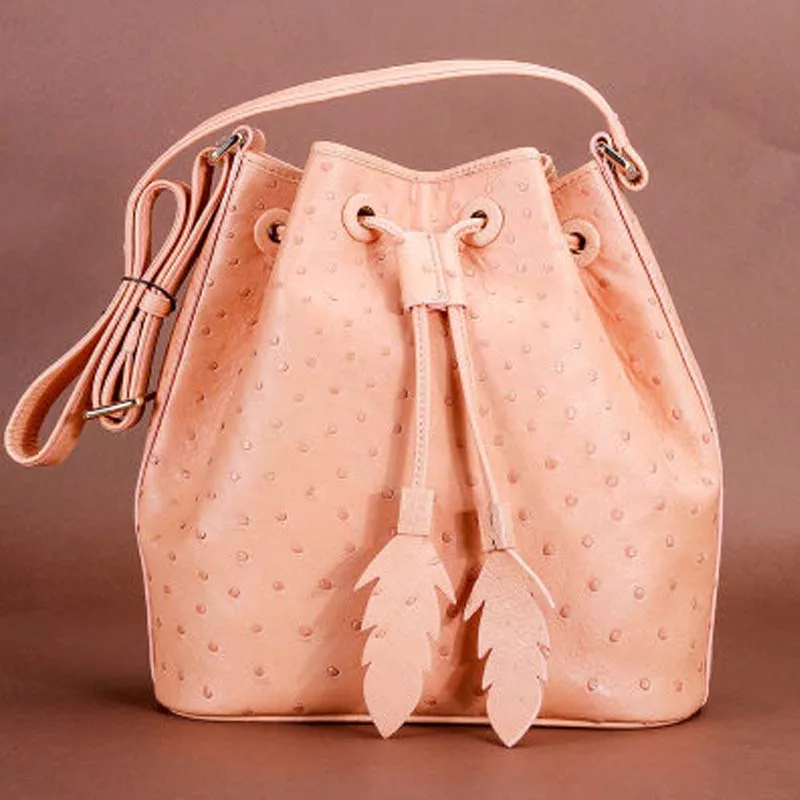 Летняя популярная стильная женская сумка-мешок ourui из настоящей страусиной кожи