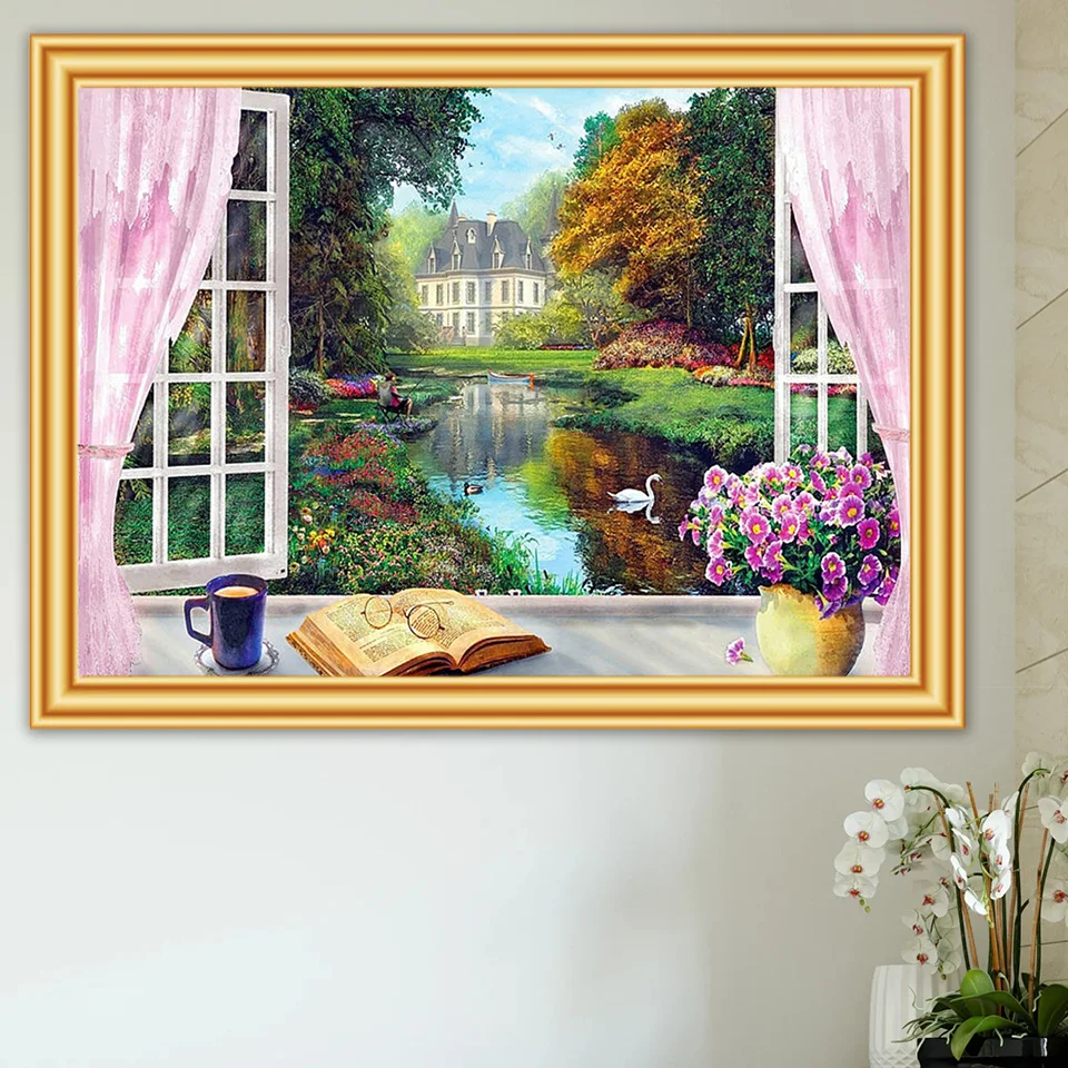 

Квадратная Алмазная вышивка 5d, картина с полным заполнением страз, для окон, стразы, мозаика для книг, вышивка крестиком, домашний декор