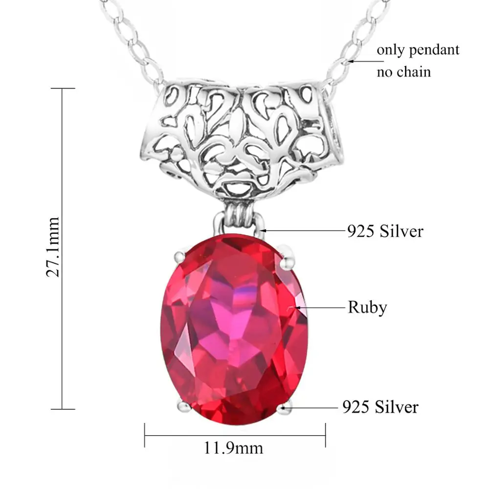 Серебро 925 Ювелирные наборы для ухода за кожей в подвески с рубинами женщин
