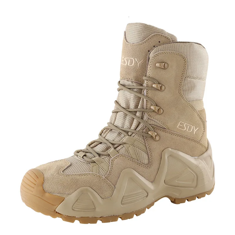 Esdy Outdoor High Help Climbing Shoes Waterproof Nylon Leather Upper Hiking Climbing Men Women Military Tactical Training Boots