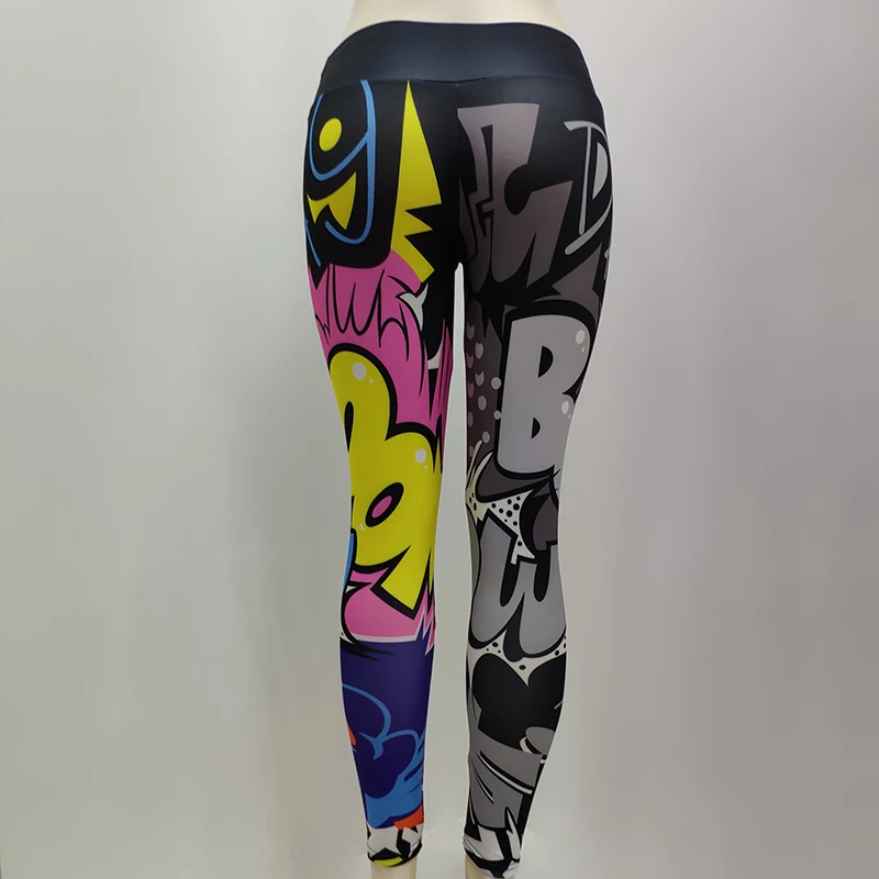 Для женщин Йога штаны с принтом героями мультфильмов Фитнес спортивные Леггинсы