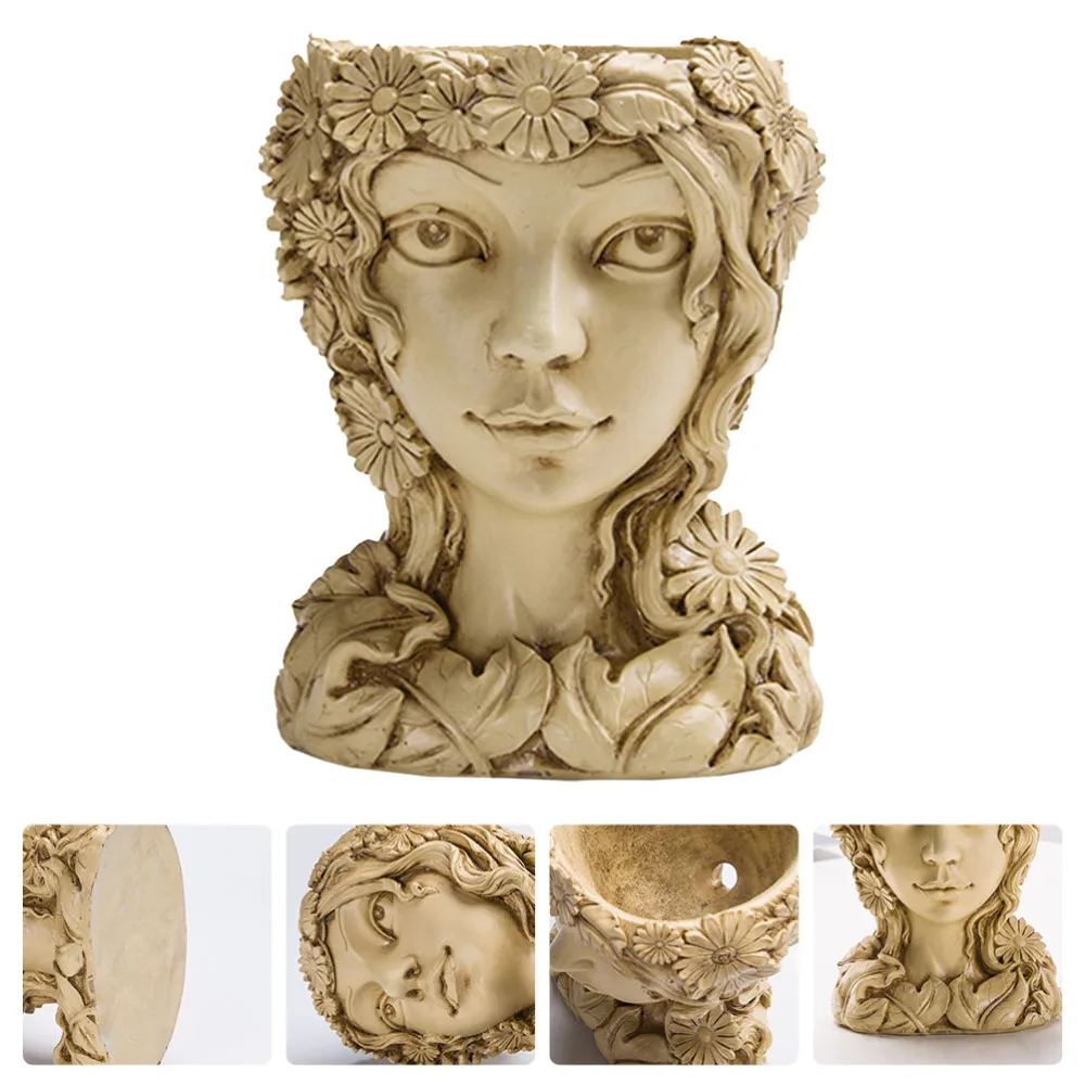 

Girl Shaped Succulent Planter Resin Flowerpot Creative Plants Container