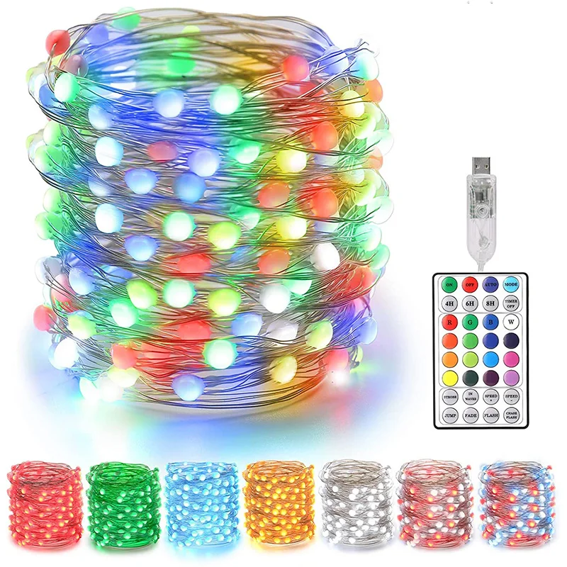 RGB LED String Lights ChristmasSuper Bright Outdoor Waterproof Twinkle Lights 32 Mode Fairy Lights Outdoor Waterproof 16 color