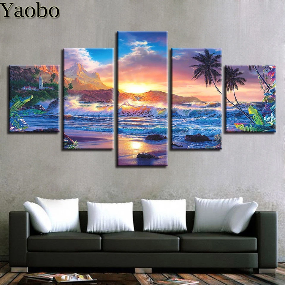 

Набор для алмазной вышивки «закат», 5 шт.